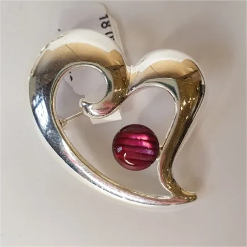 Silver Heart Brooches  -by Mhairi Sim - Girl Paua