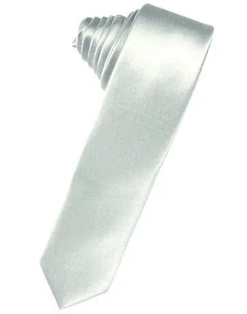 Silver Luxury Satin Skinny Necktie