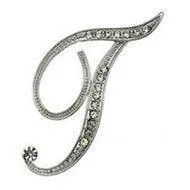 Silver O-Z Letter Crystal metal Brooch