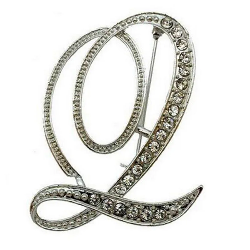 Silver O-Z Letter Crystal metal Brooch