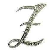 Silver O-Z Letter Crystal metal Brooch