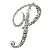 Silver O-Z Letter Crystal metal Brooch