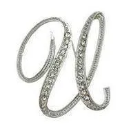 Silver O-Z Letter Crystal metal Brooch