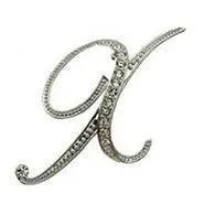 Silver O-Z Letter Crystal metal Brooch