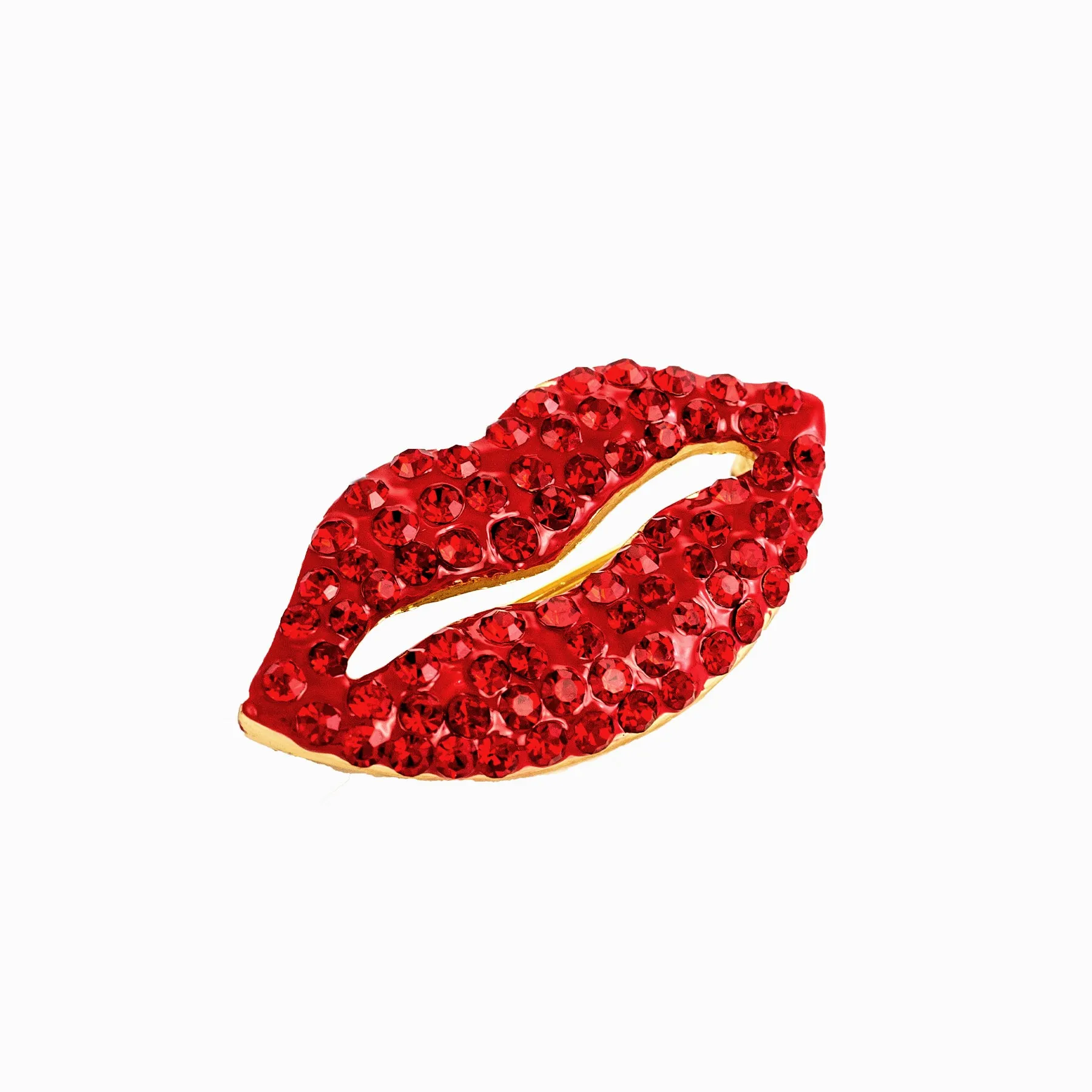 Small Crystal Lips Brooch