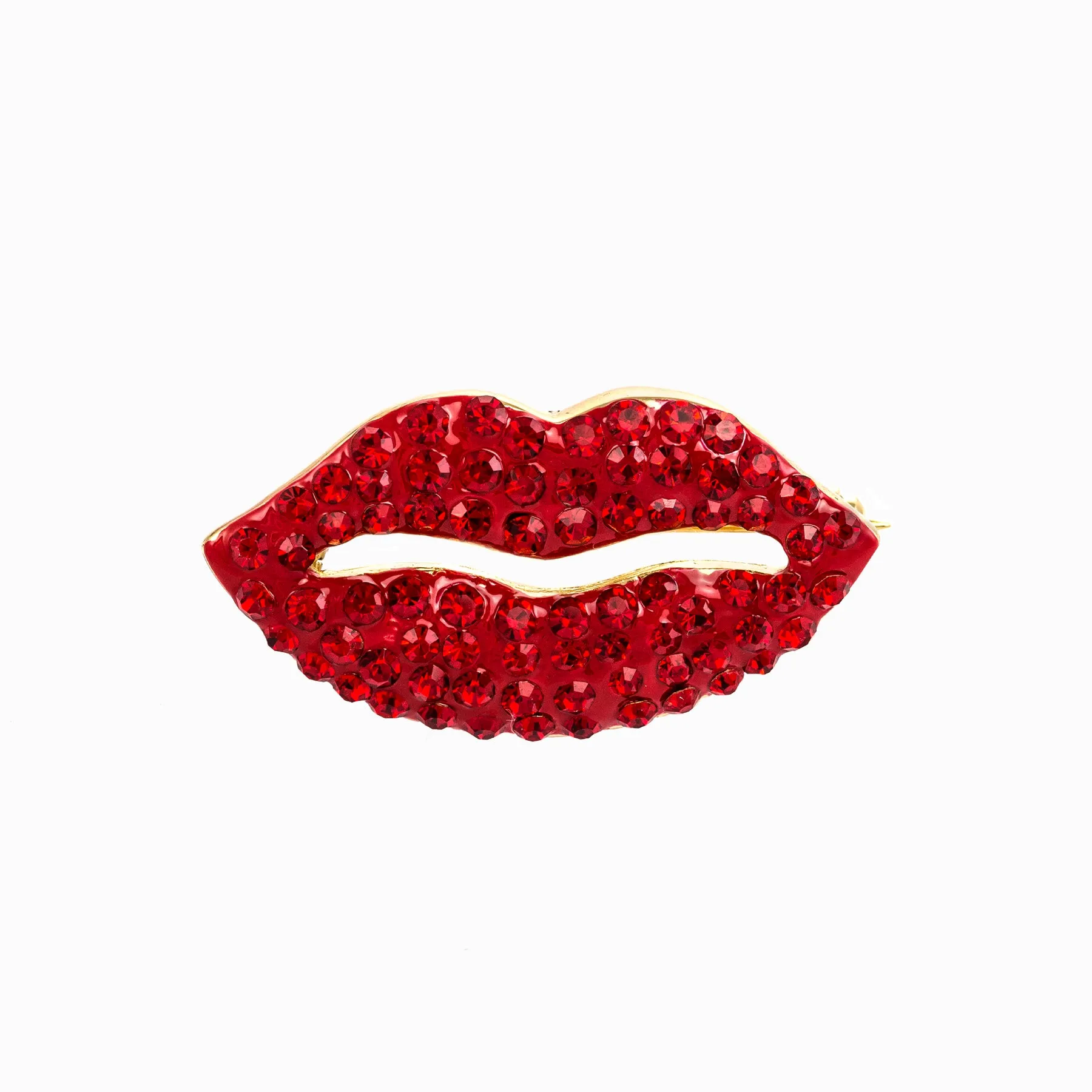 Small Crystal Lips Brooch