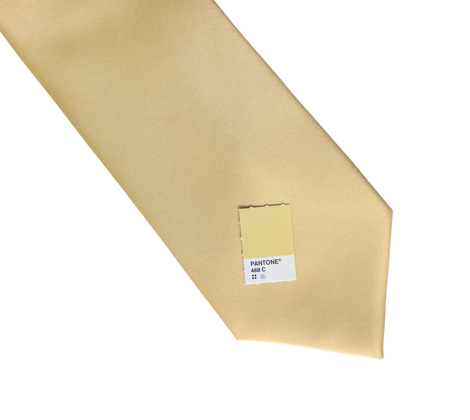 Soft Gold Necktie. Tan Solid Color Satin Finish Tie, No Print