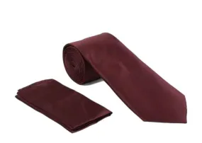 Solid Burgundy Tie and Hanky