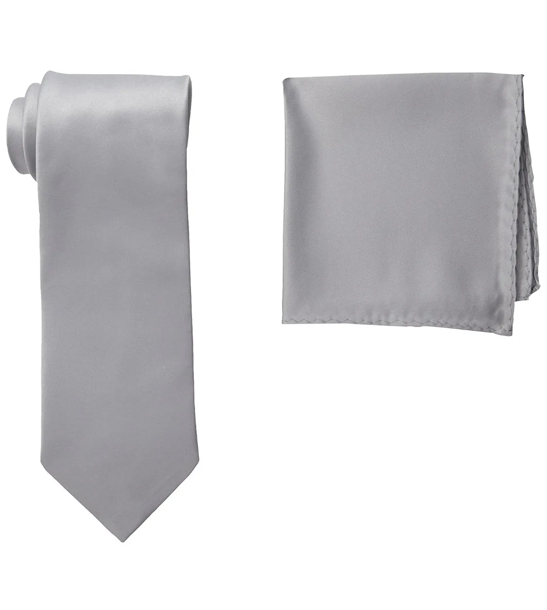 Solid Grey Tie and Hanky