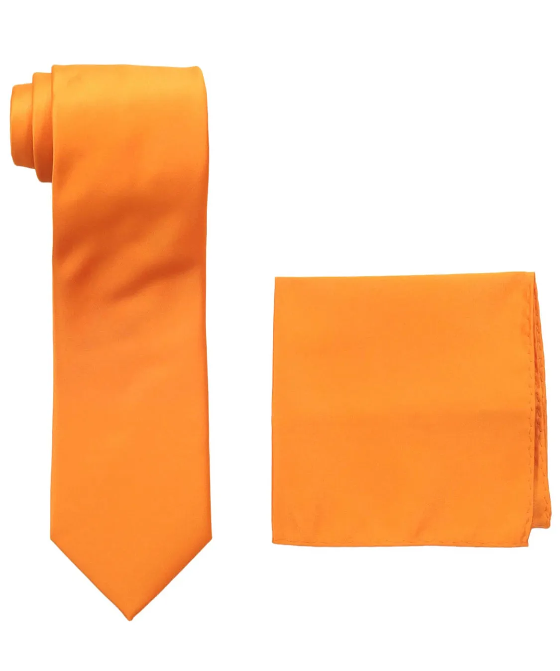 Solid Orange Tie and Hanky