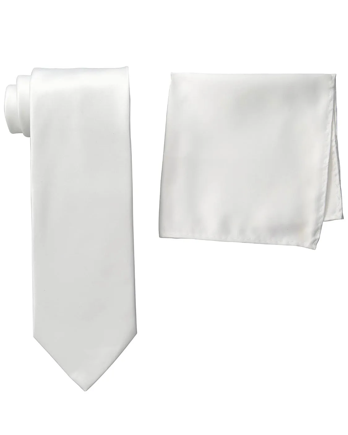 Solid White Tie and Hanky