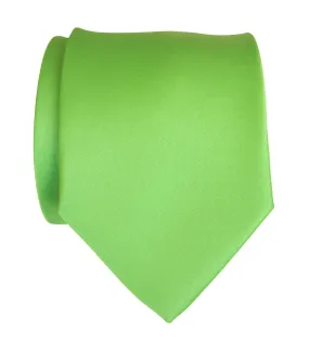 Spring Green Necktie. Solid Color Satin Finish Tie, No Print