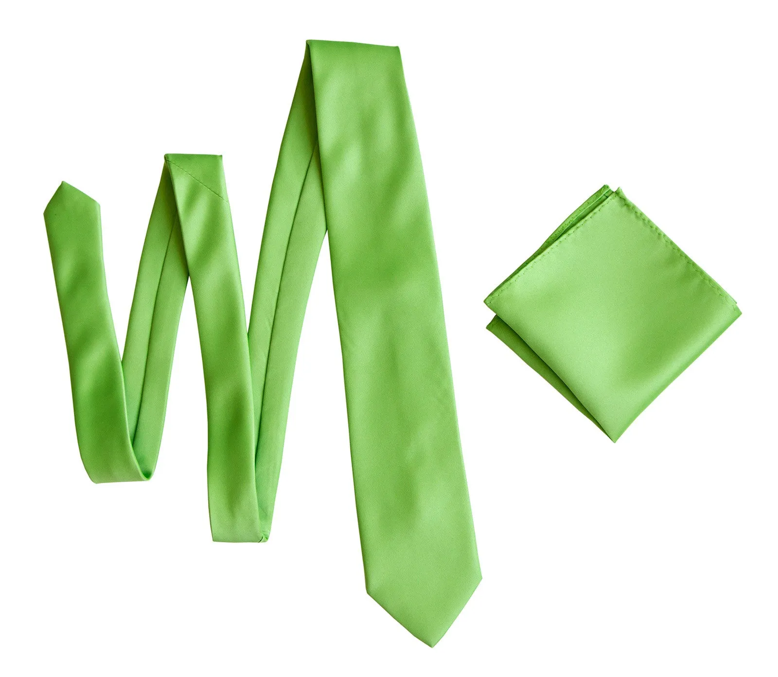 Spring Green Necktie. Solid Color Satin Finish Tie, No Print