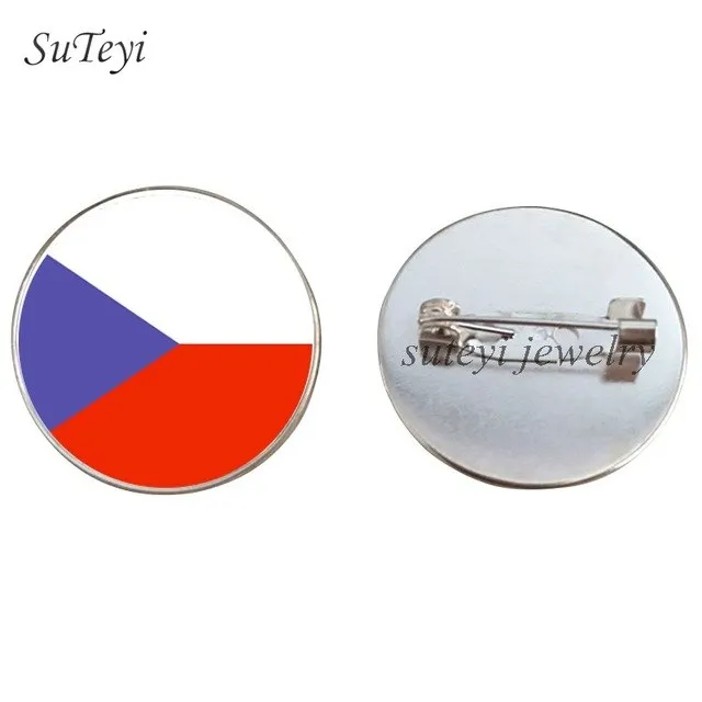 SUTEYI France/Vatican Flag Handmade Brooch Finland/Netherlands/Czech Republic Badges Picture Glass Pins Brooches Women Jewelry