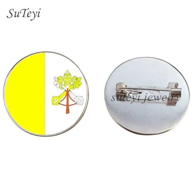 SUTEYI France/Vatican Flag Handmade Brooch Finland/Netherlands/Czech Republic Badges Picture Glass Pins Brooches Women Jewelry