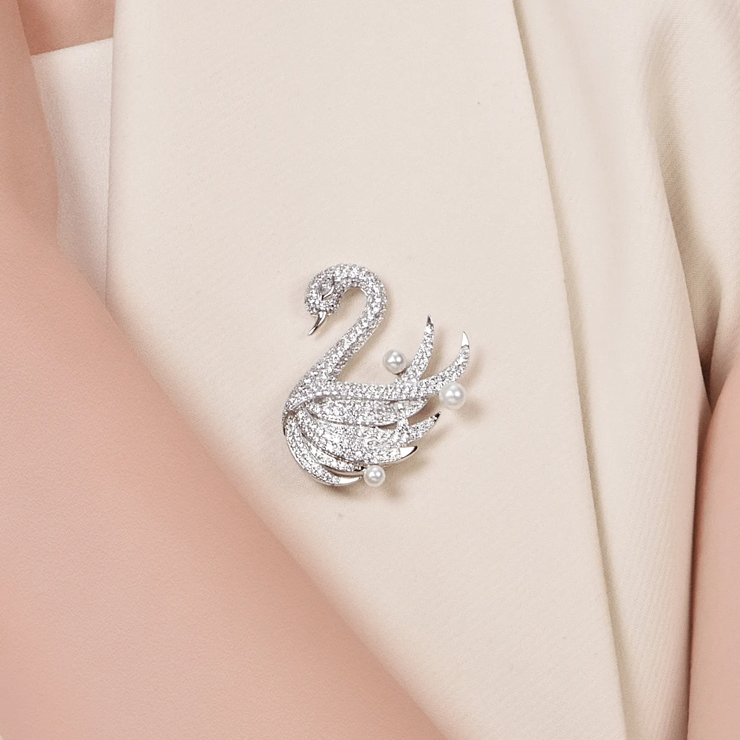 Swan Pave Brooch