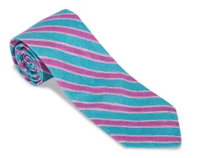 Teal Conway Stripes Necktie - F5488