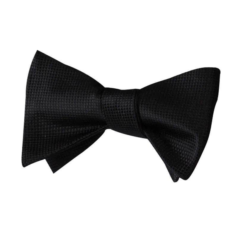 Tie Your Own Bow Tie - Black Small Grid Patterned