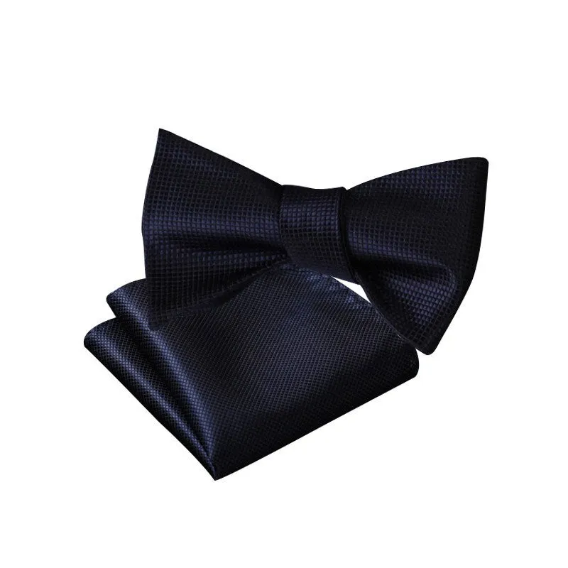 Tie Your Own Bow Tie - Midnight Navy Grid Patterned