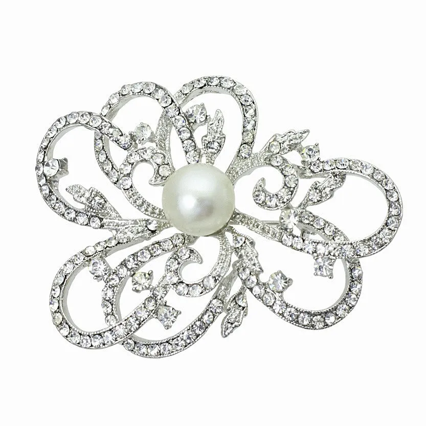 Tula Crystal and Pearl Brooch