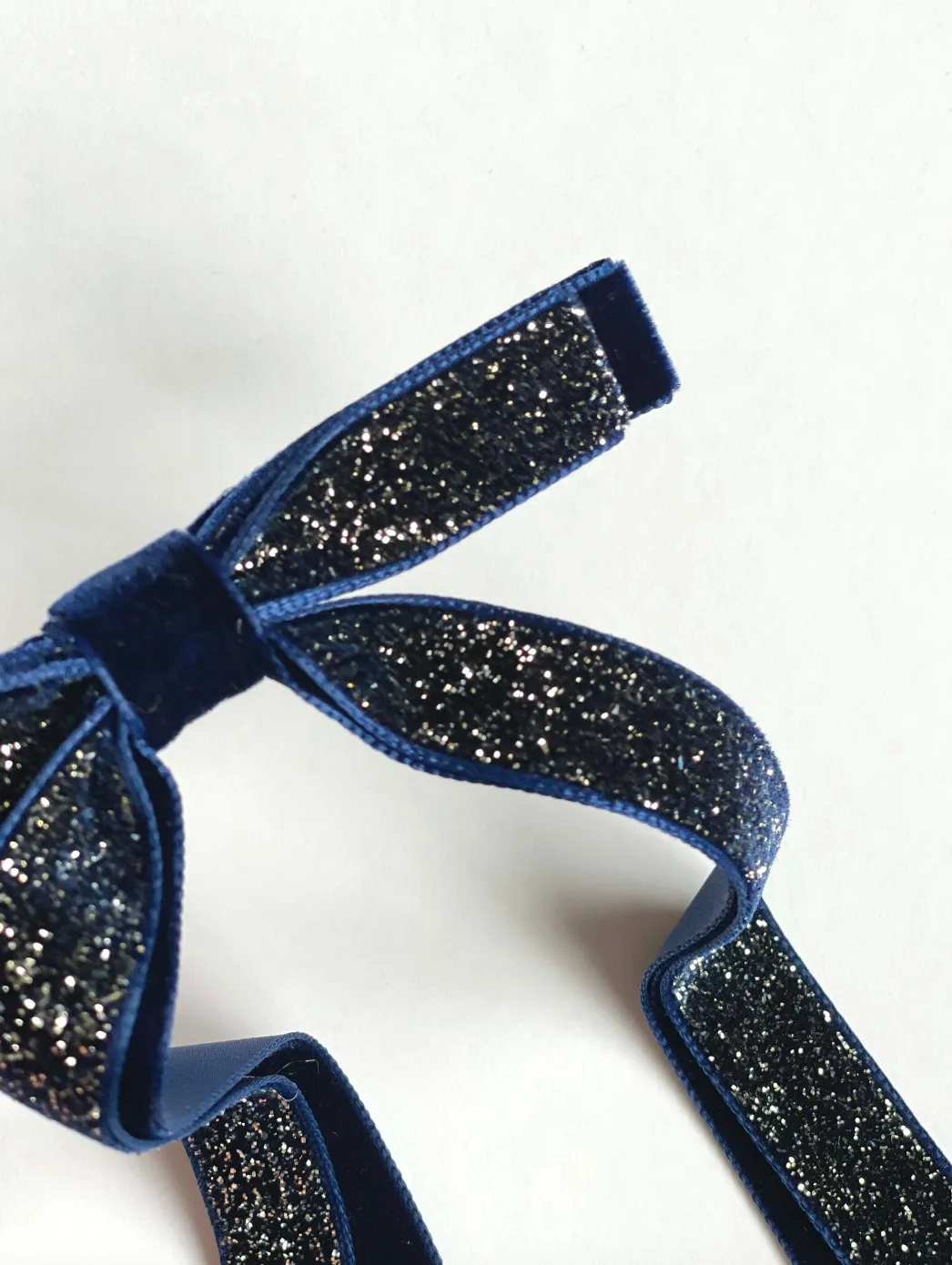 Twilight Tinsel | Velvet Skinny Long Bow | New Year Eve Bow | Bow Clip Barrette Hair Ties | Luxury Designer Hair Bows | Made to Order