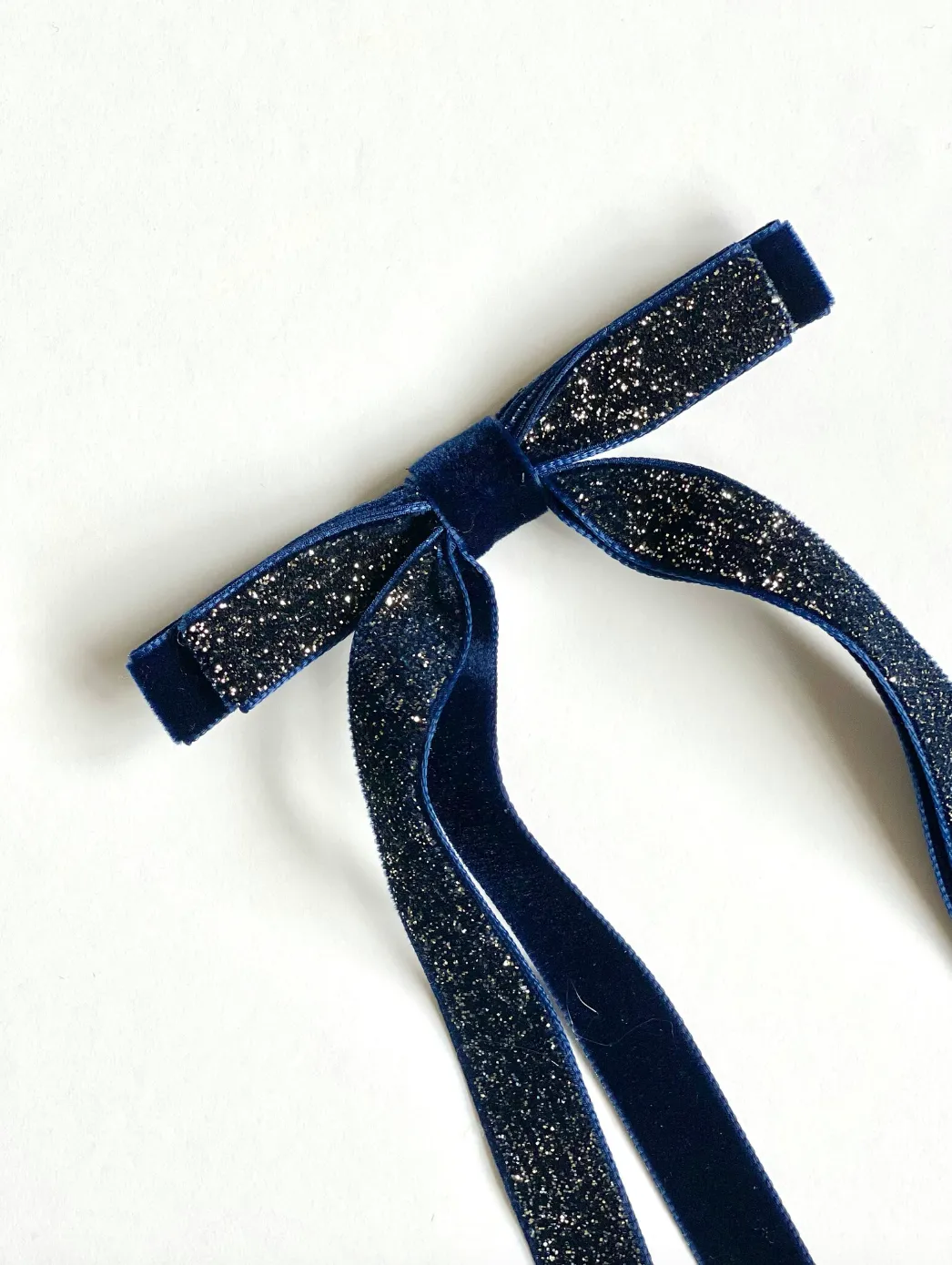 Twilight Tinsel | Velvet Skinny Long Bow | New Year Eve Bow | Bow Clip Barrette Hair Ties | Luxury Designer Hair Bows | Made to Order