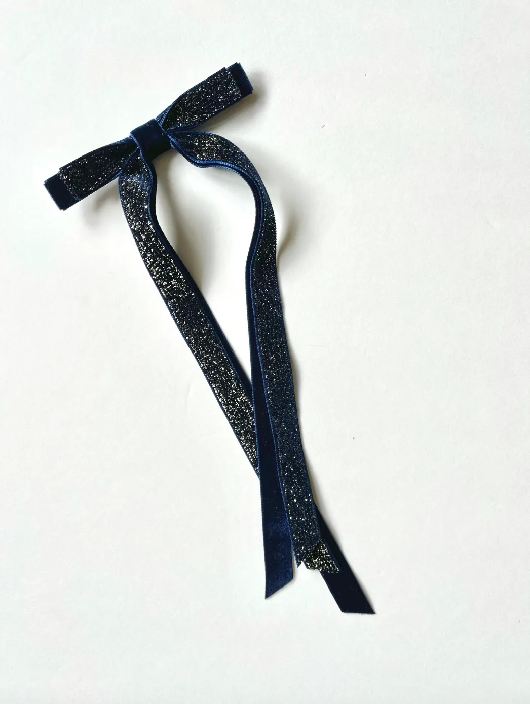 Twilight Tinsel | Velvet Skinny Long Bow | New Year Eve Bow | Bow Clip Barrette Hair Ties | Luxury Designer Hair Bows | Made to Order