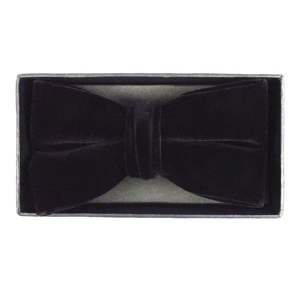 Velvet Banded Bow Tie - Black