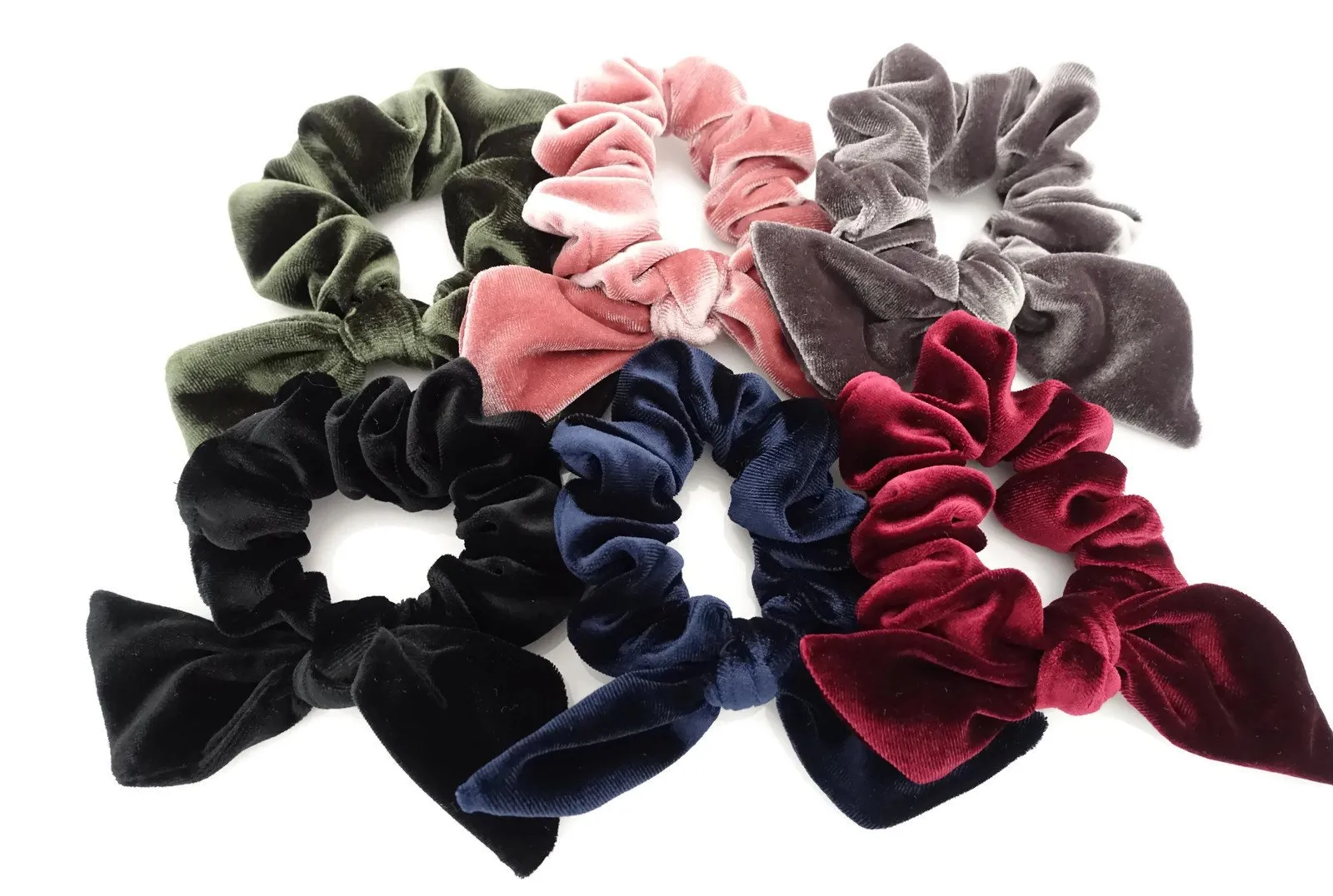 velvet bow knot scrunchies cute solid velvet scrunchy with hair bow women hair accessory