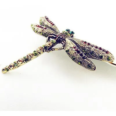 Vintage Lovely Dragonfly Crystal Scarf Lapel Pin Brooches For Women