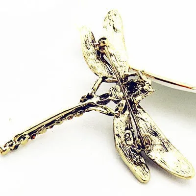 Vintage Lovely Dragonfly Crystal Scarf Lapel Pin Brooches For Women