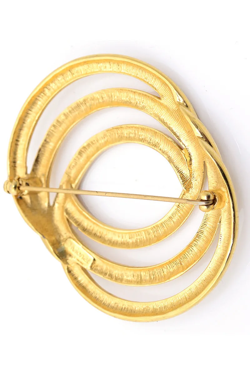 Vintage Monet Gold Triple Circle Pin Brooch