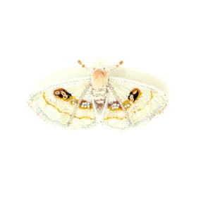 White Spring Moth Brooch Pin