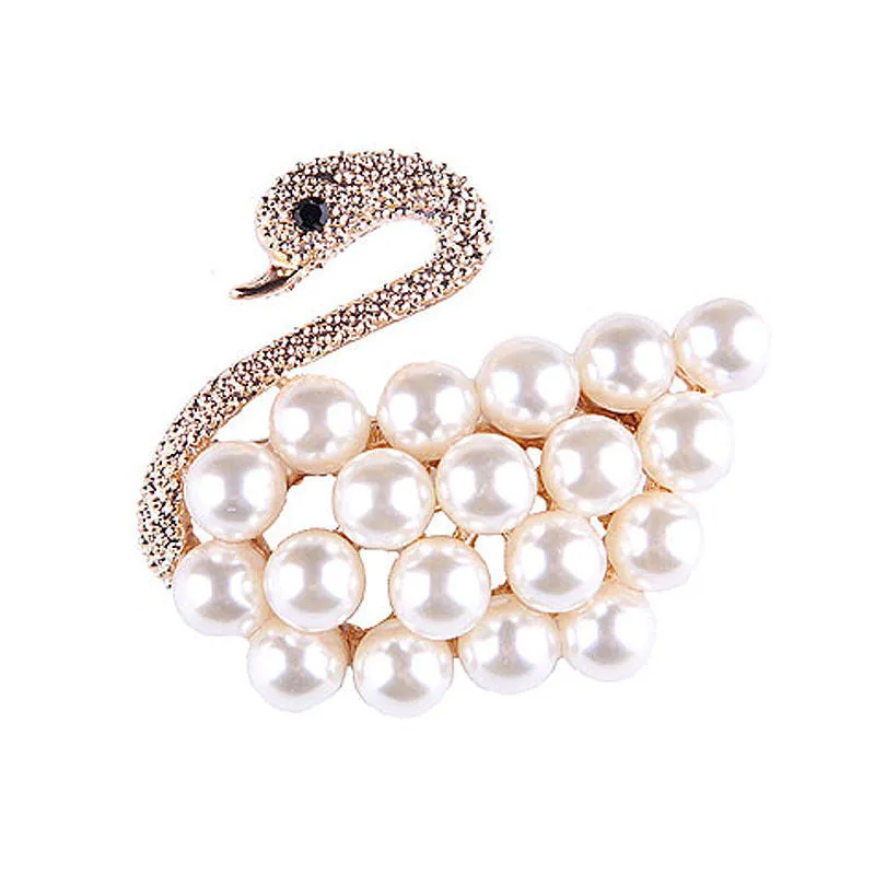 XSB065 - Pearl Swan Brooch