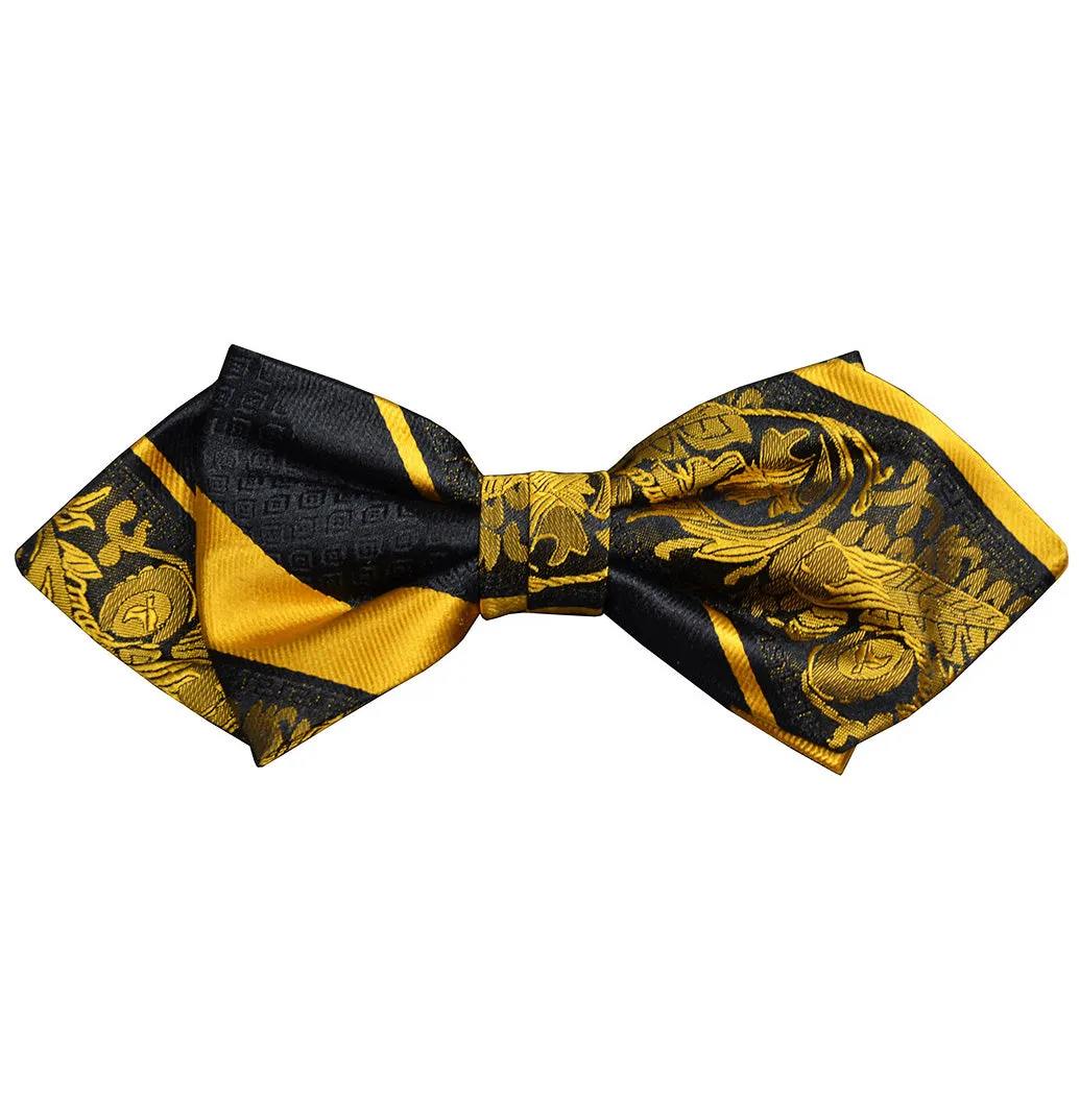 Yellow and Black Silk Diamond Bow Tie by Paul Malone